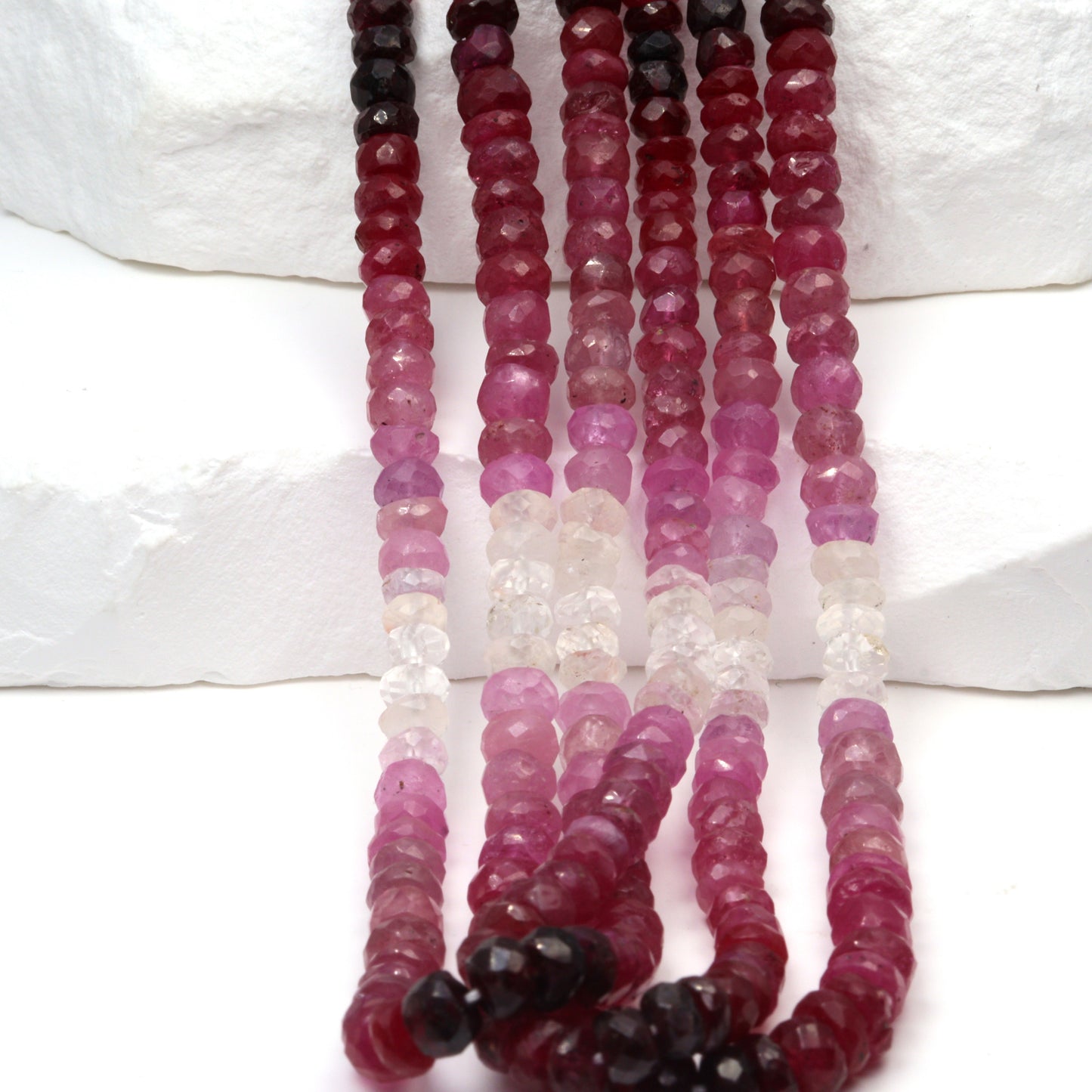 Ombre Red and Pink Ruby 4.5mm - 5.5mm Faceted Rondelles Bead Strand
