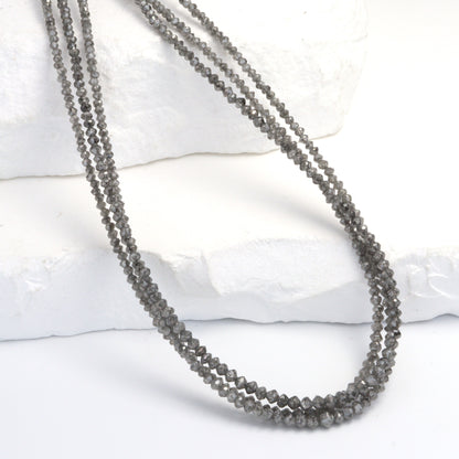Gray Diamond 1.7mm - 2.5mm Hand Faceted Rondelles Bead Strand