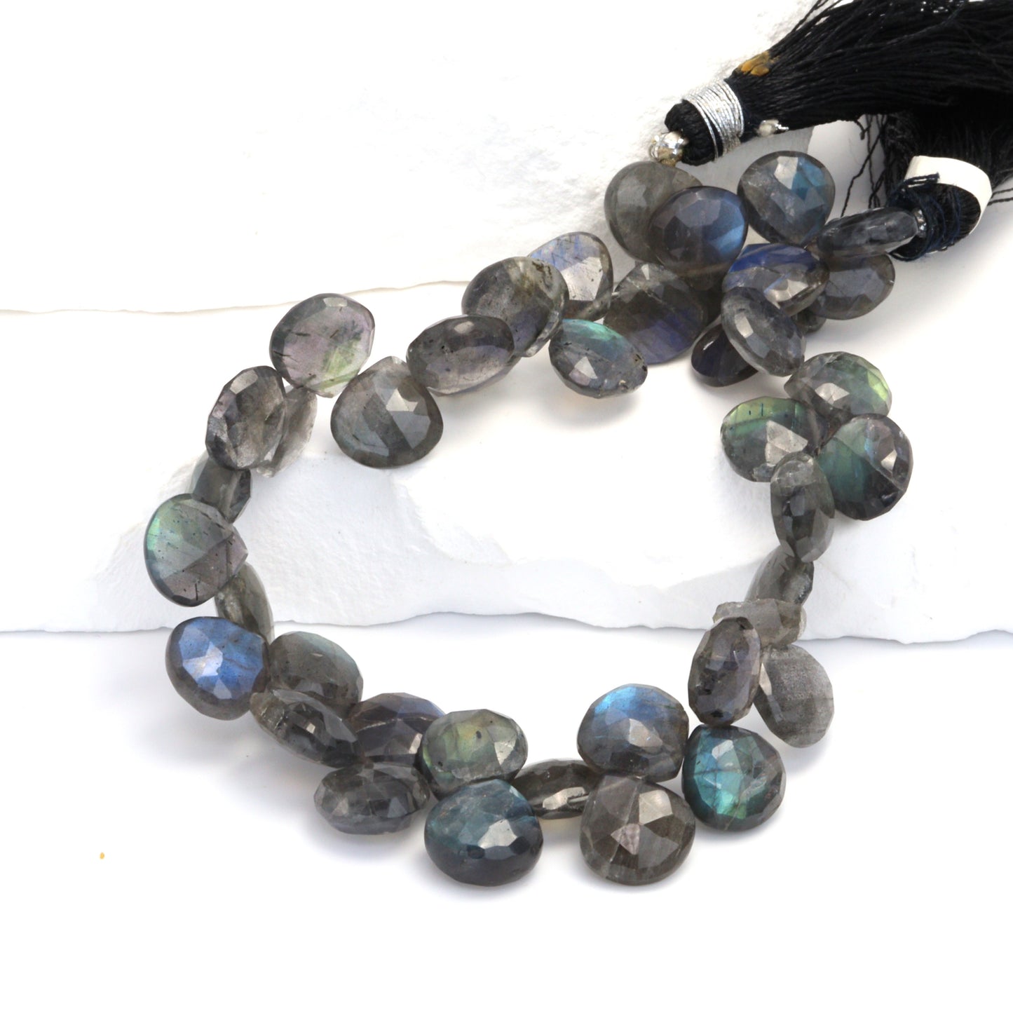 AA Dark Blue Labradorite 10mm Faceted Heart Shaped Briolettes