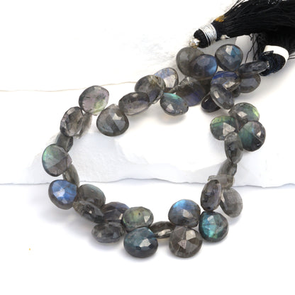 AA Dark Blue Labradorite 10mm Faceted Heart Shaped Briolettes