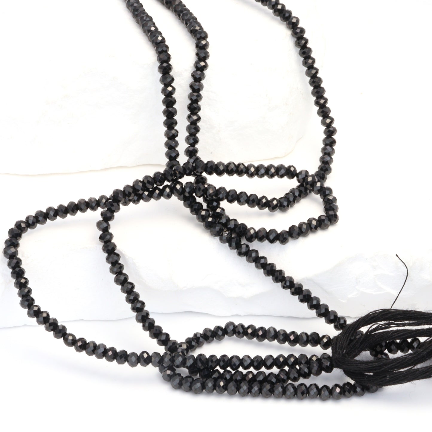 Black Spinel 3mm Faceted Rondelles Bead Strand