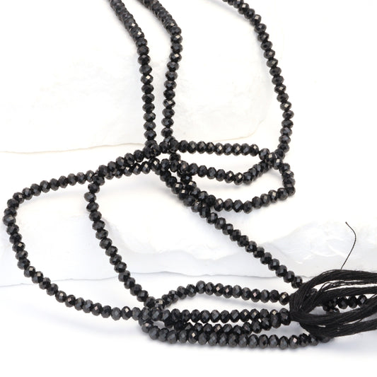 Black Spinel 3mm Faceted Rondelles Bead Strand
