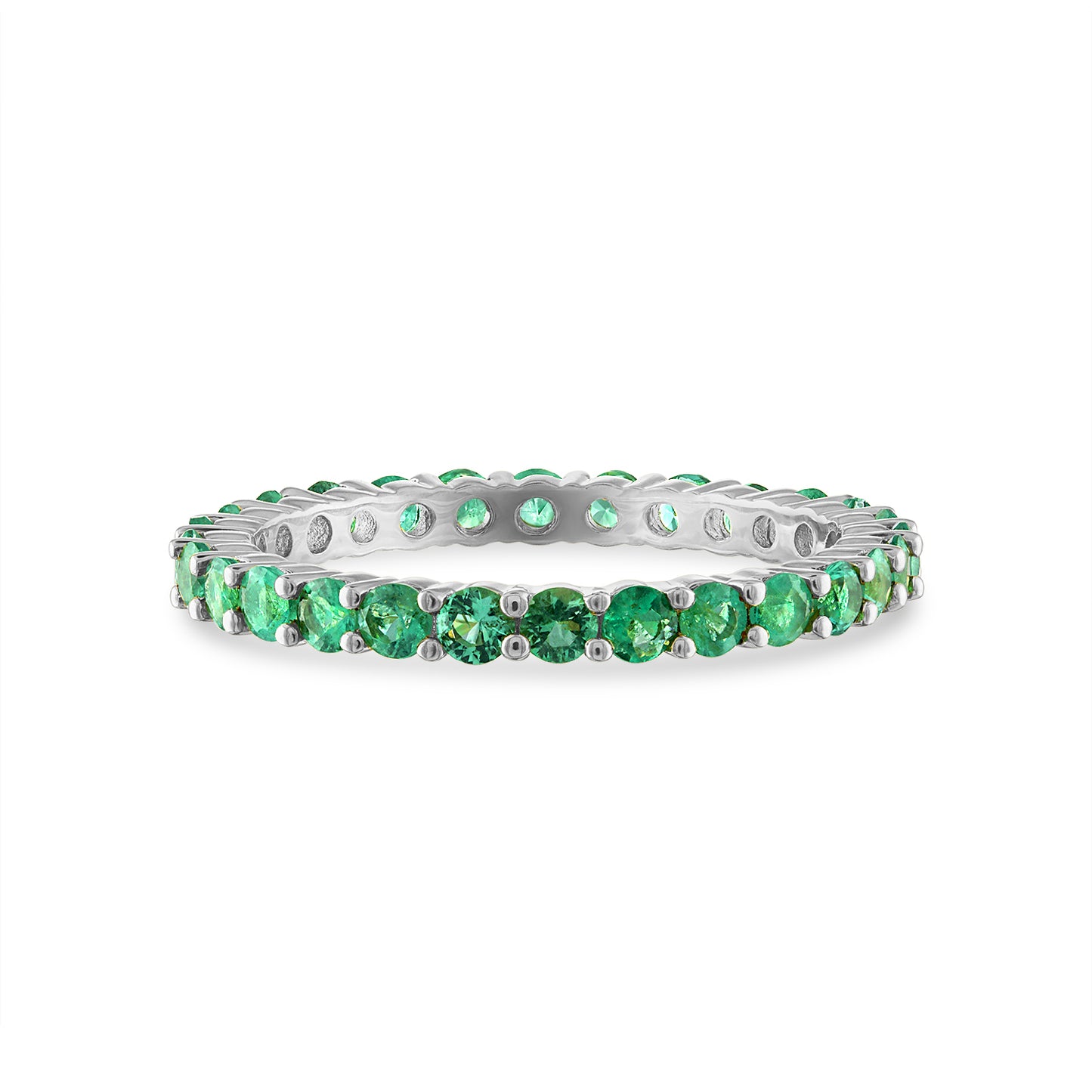 Shared Prong Emerald Eternity Band