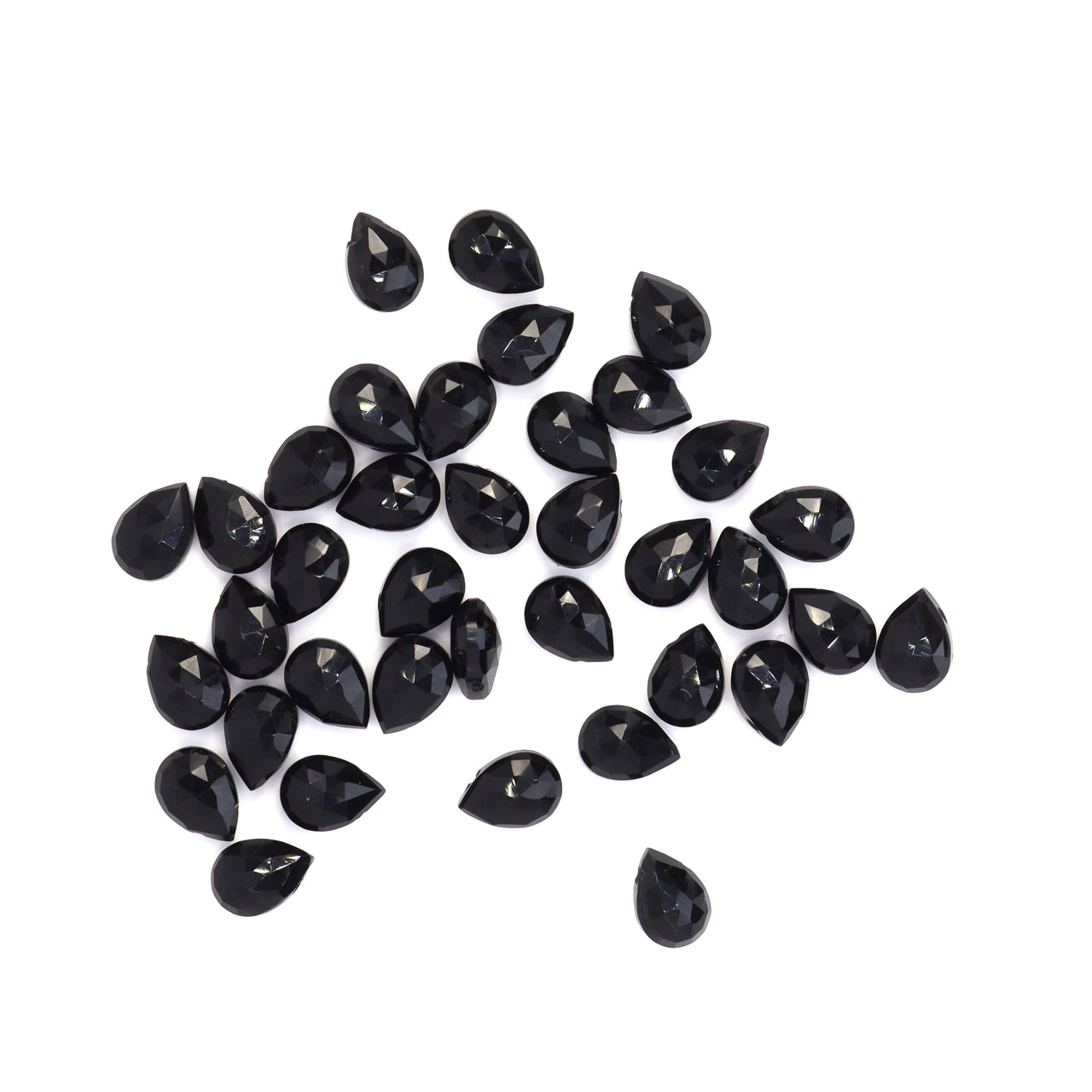 Black Onyx 7x5mm Faceted Pear Shaped Briolettes