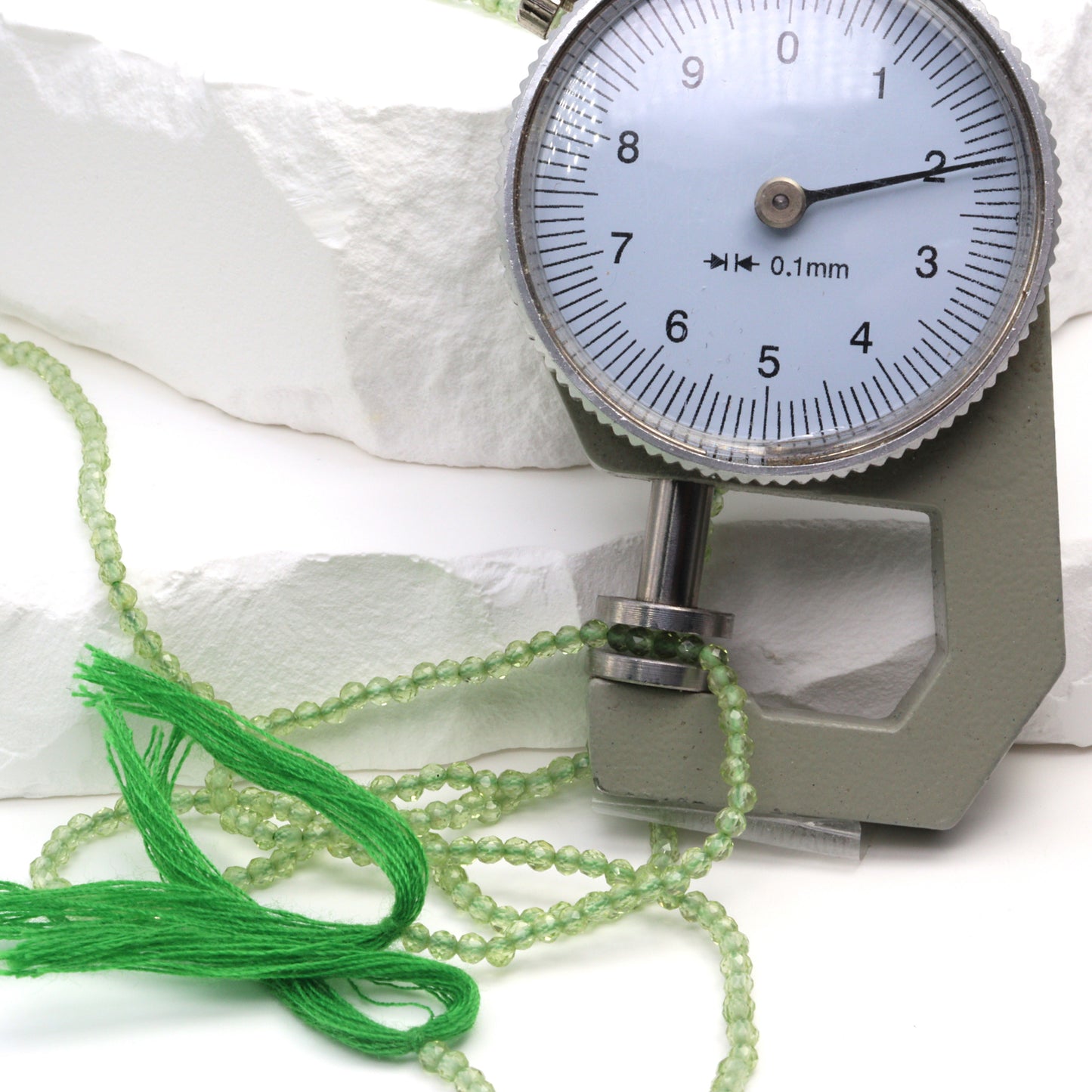 Green Peridot 2mm Faceted Rounds Bead Strand