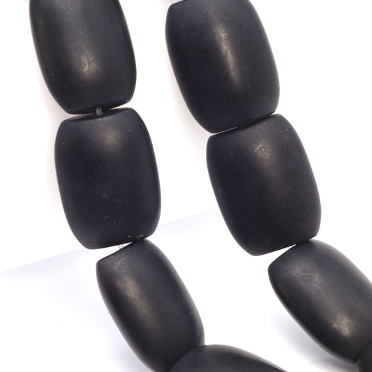 Matte Black Onyx 20x15mm Smooth Cushions Bead Strand