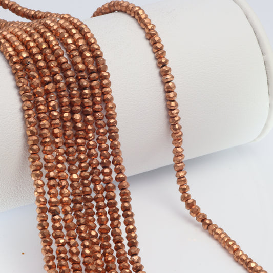 Rose Gold Plated Pyrite 2.5mm Faceted Rondelles