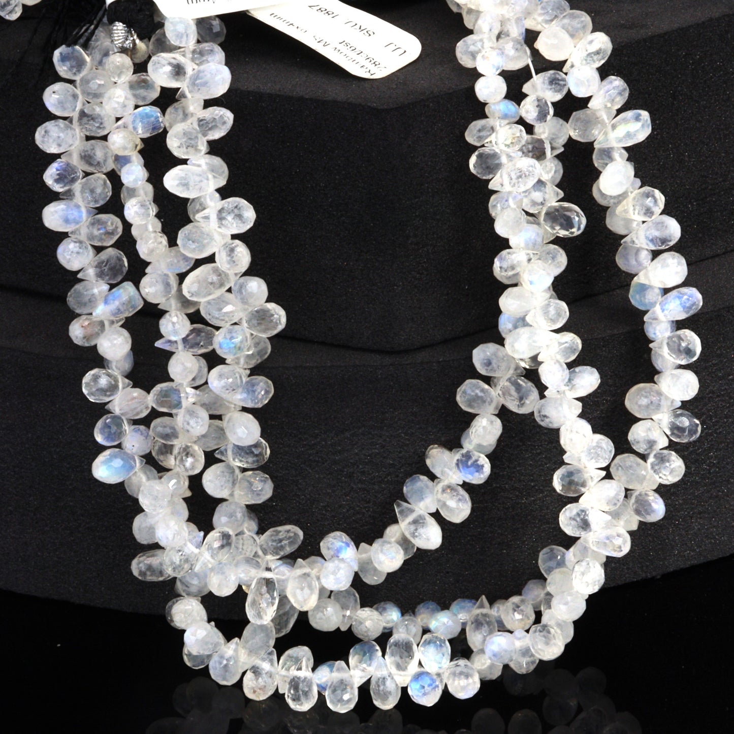 Blue Rainbow Moonstone 6x4mm Faceted Teardrop Briolettes Bead Strand