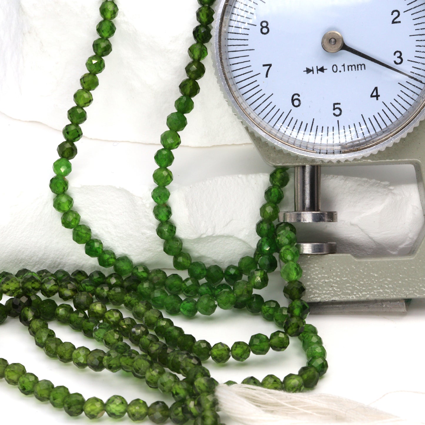 Green Chrome Diopside 3.5mm Faceted Rounds Bead Strand