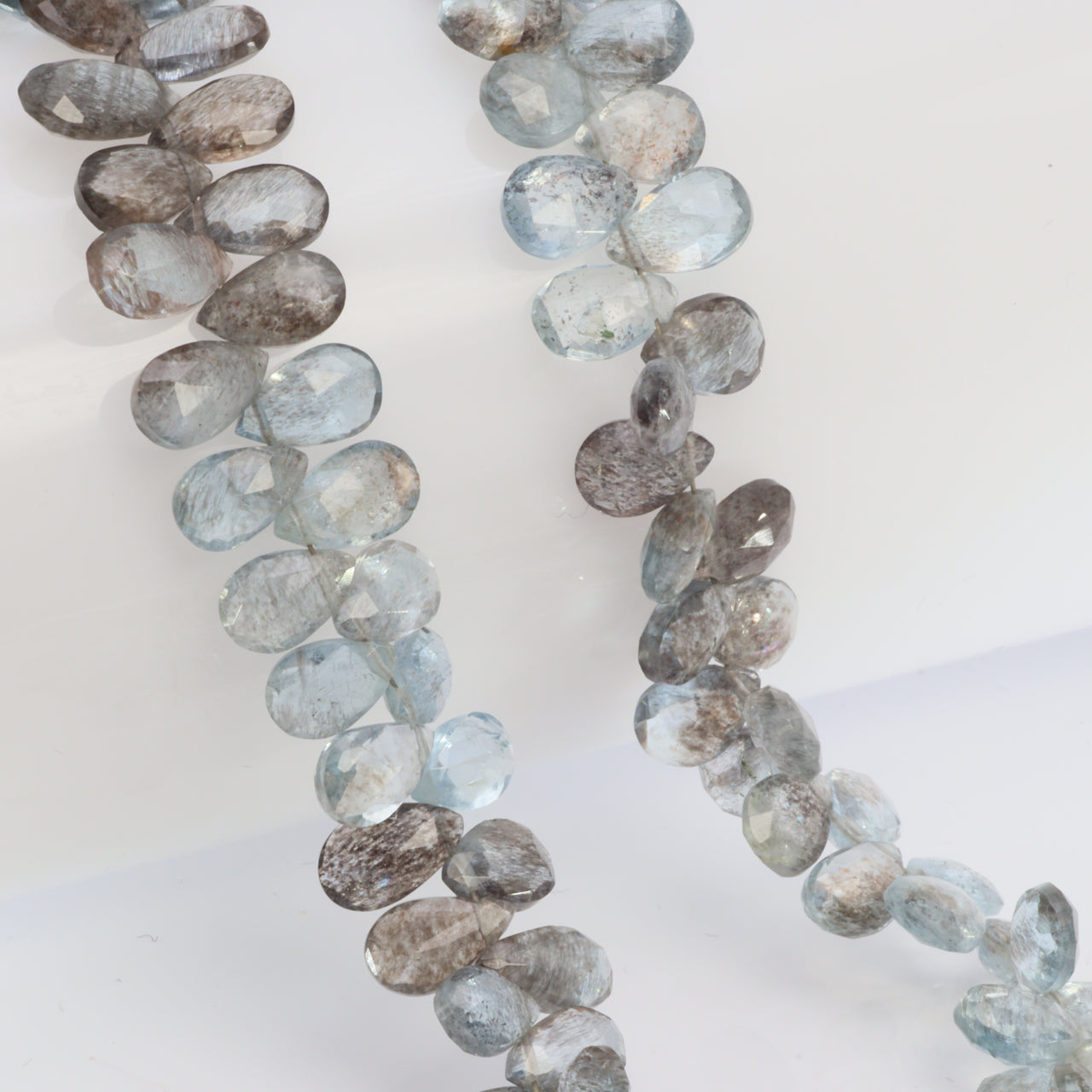 Blue Moss Aquamarine 8x5mm Faceted Pear Shaped Briolettes
