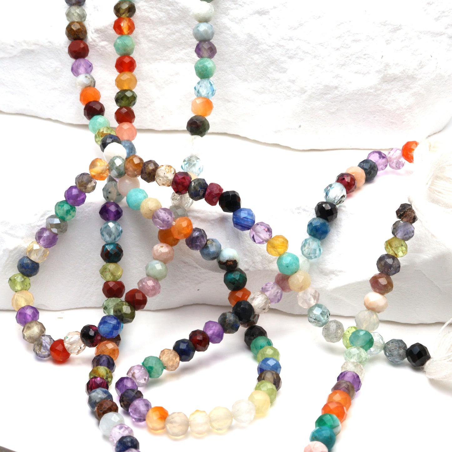 Rainbow Multi Semi Precious 3.5mm Faceted Rounds