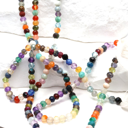Rainbow Multi Semi Precious 3.5mm Faceted Rounds