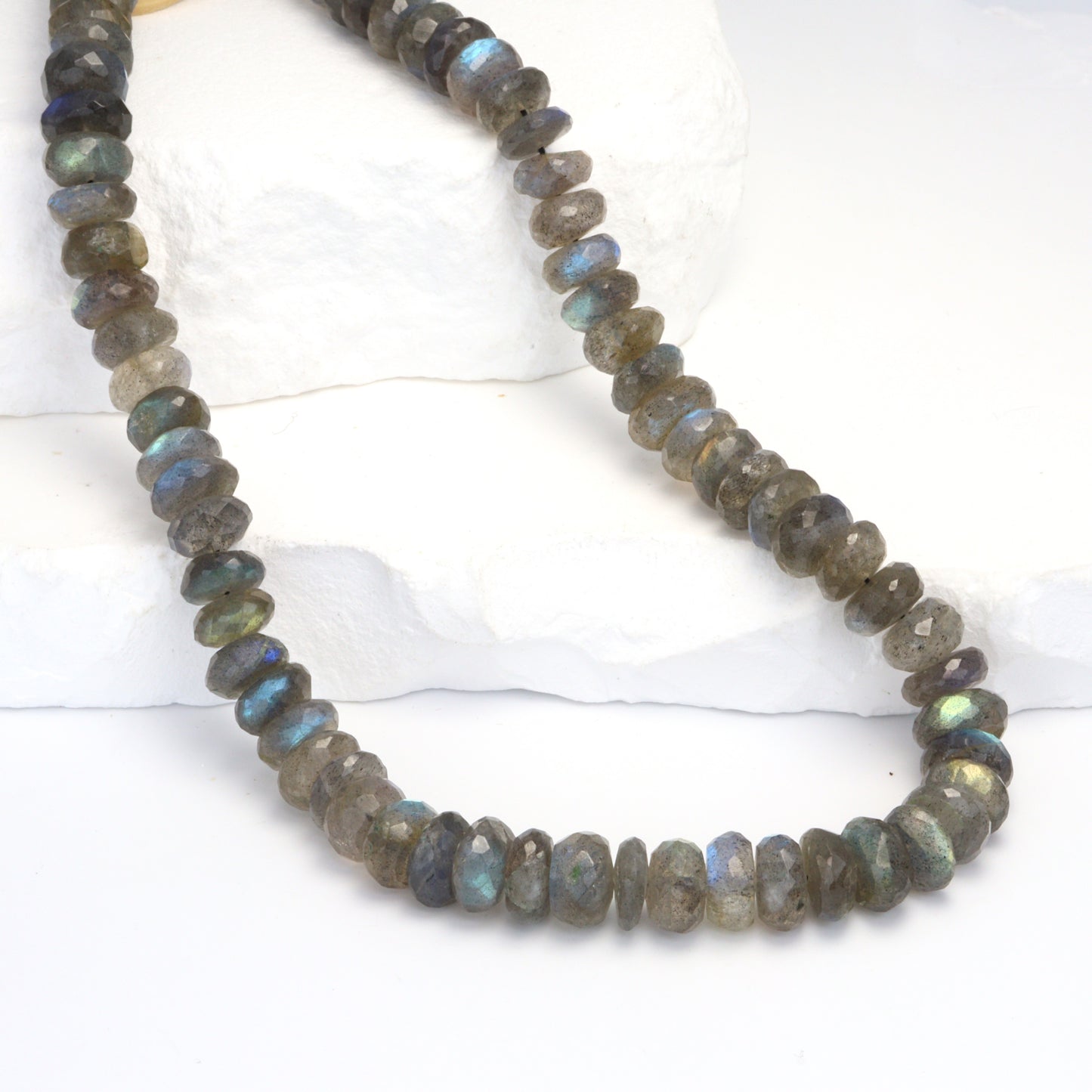 Natural Blue Labradorite 8mm Faceted Rondelles Bead Strand