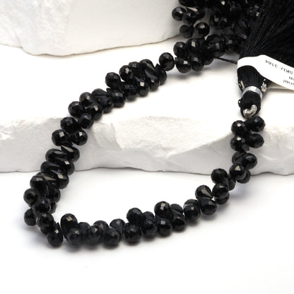 Black Spinel 6x4mm Faceted Teardrop Briolettes