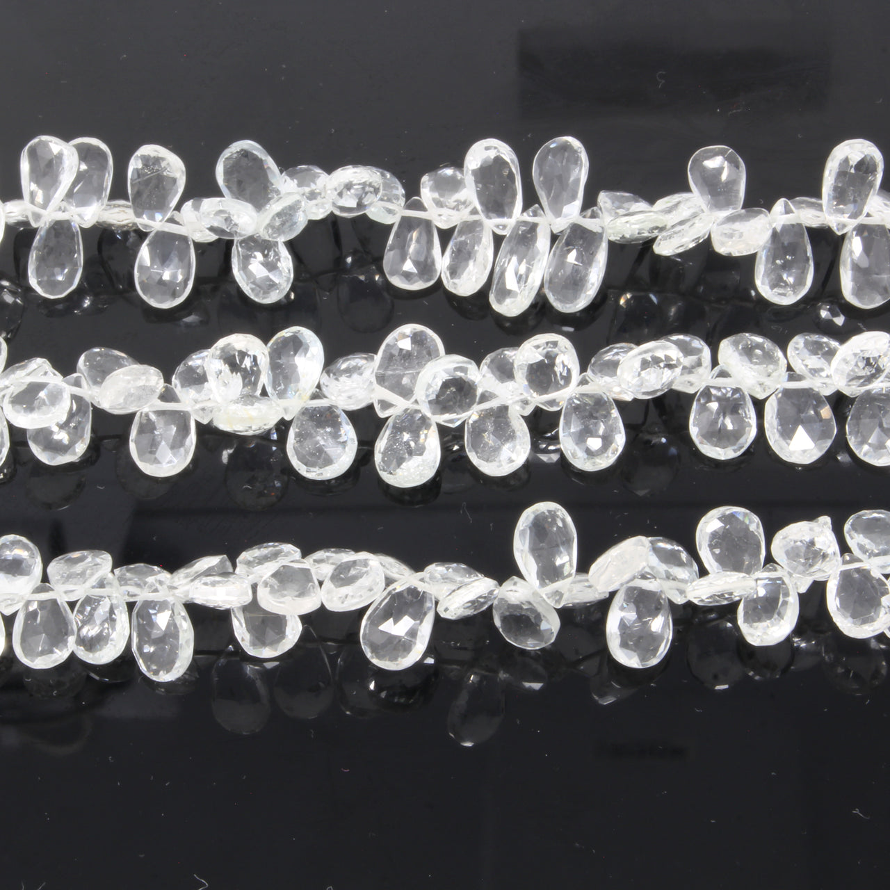 White Topaz 9x7mm Faceted Pear Shaped Briolettes