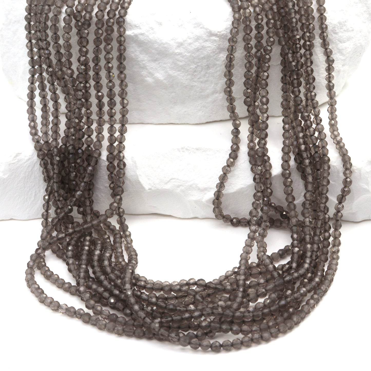 Gray Agate 2mm Faceted Rounds
