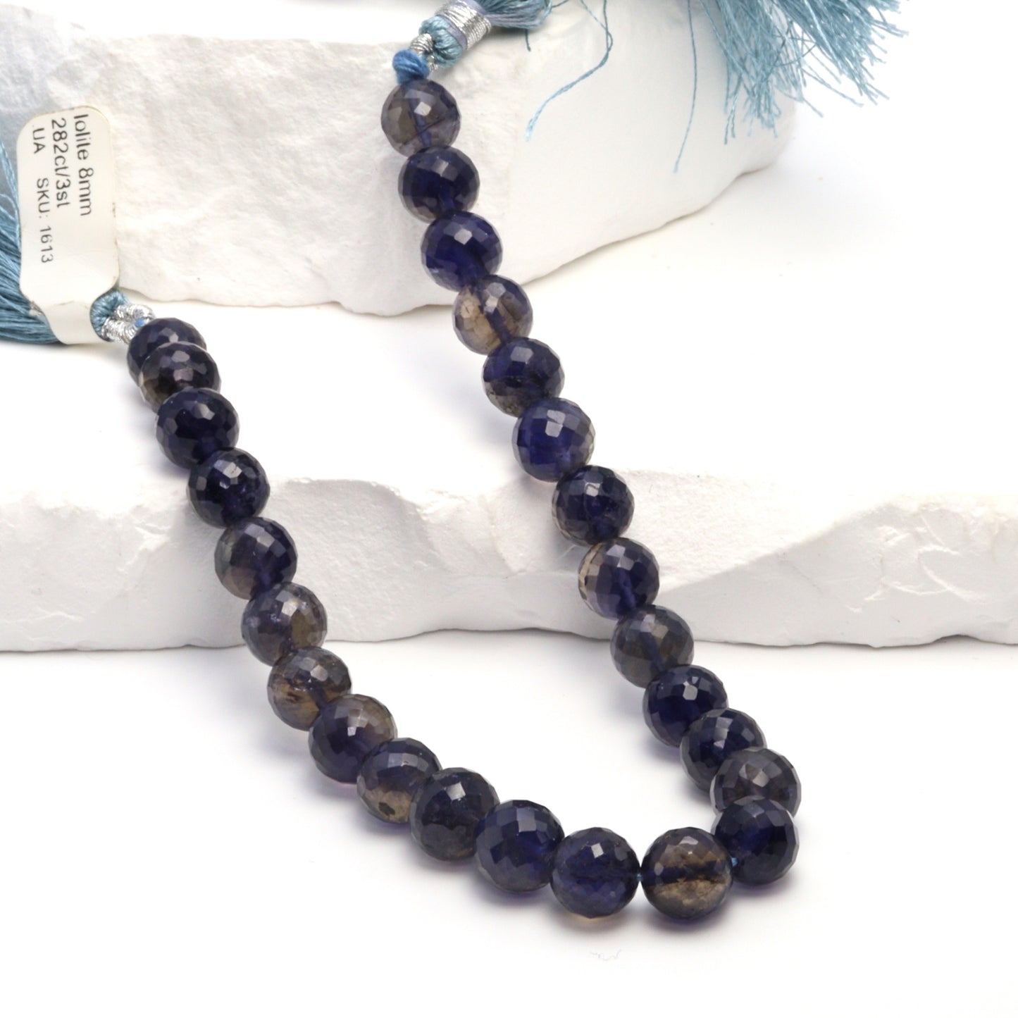Blue Iolite 8mm Faceted Rounds Bead Strand