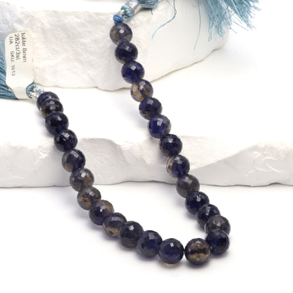 Blue Iolite 8mm Faceted Rounds Bead Strand