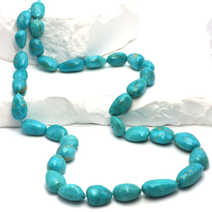 Natural Light Blue Turquoise 12x8mm Smooth Nuggets