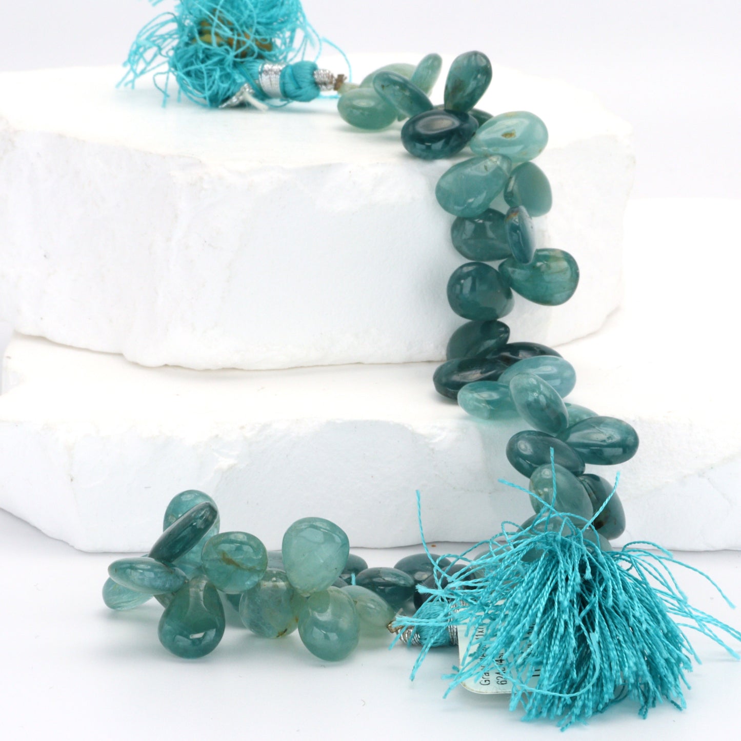 Ombre Blue Grandiderite 11x7mm Smooth Pear Shaped Briolettes