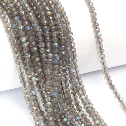 Blue Labradorite 2mm Faceted Rounds Bead Strand