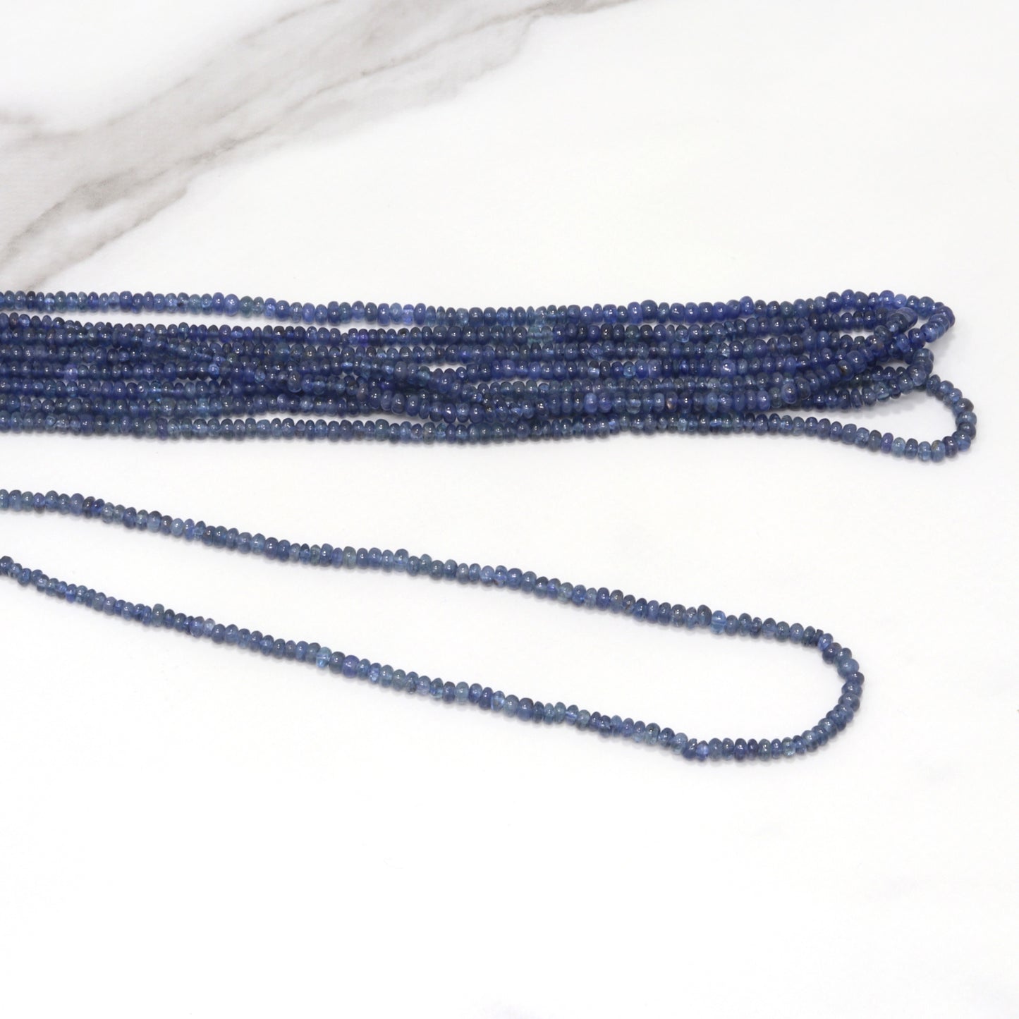 Cornflower Blue Sapphire 2mm - 2.5mm Smooth Rondelles Bead Strand