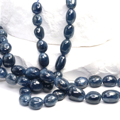 Blue Sapphire 6x8mm - 8x10mm Smooth Ovals Bead Strand