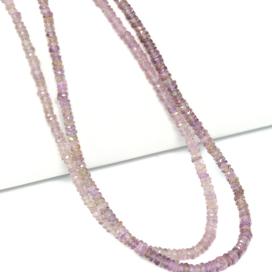 Purple Sapphire 3mm – 4mm Hand Faceted Rondelles Bead Strand