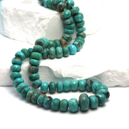 Natural Blue-Green Turquoise 8mm Faceted Rondelles
