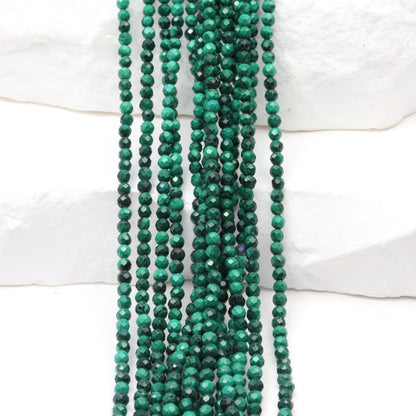 Green Malachite 2.5mm Faceted Rounds Bead Strand