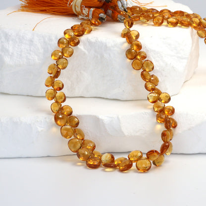 Orange Madeira Citrine 5mm Faceted Heart Shaped Briolettes