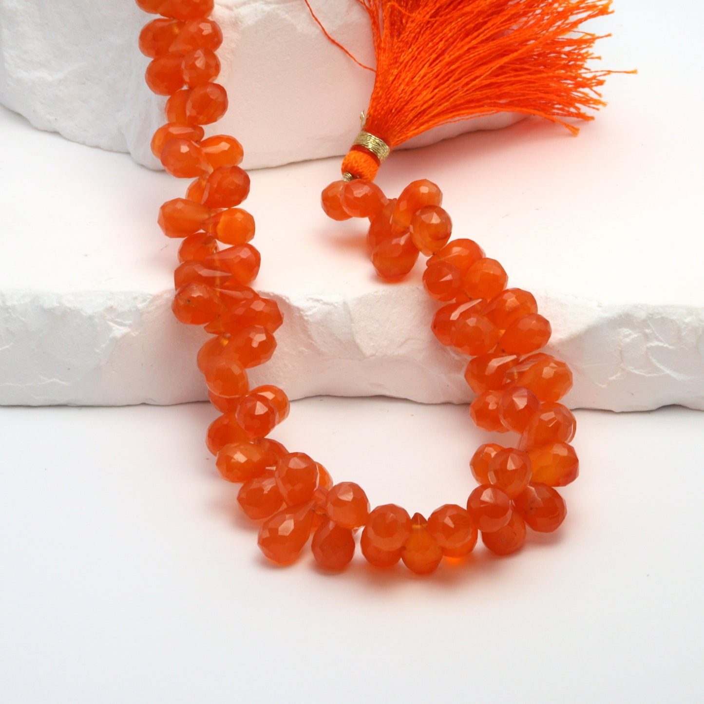Orange Carnelian 9x6mm Faceted Teardrop Briolettes