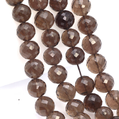 Brown Smoky Quartz 8mm Faceted Rounds Bead Strand