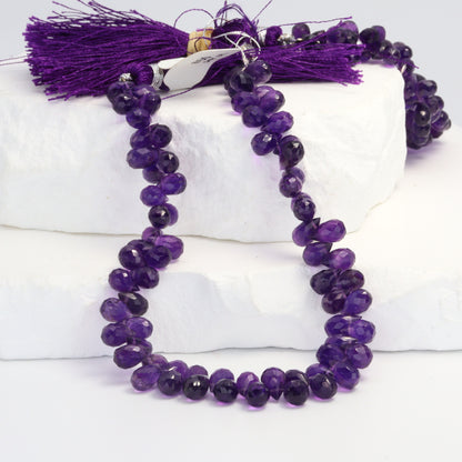 Purple Amethyst 6x4mm Faceted Teardrop Briolettes