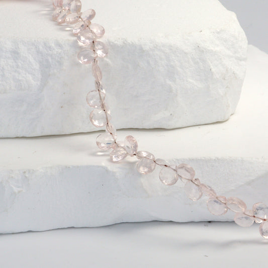 Pink Rose Quartz 5mm Faceted Heart Shaped Briolettes