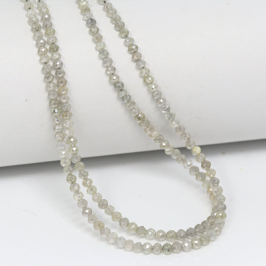Gray Diamond 2.4mm – 3.3mm Hand Faceted Rondelles Bead Strand
