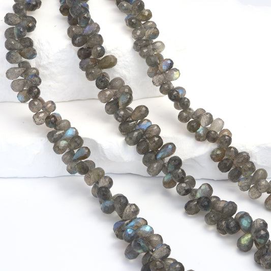 AAA Blue Labradorite 8x6mm Faceted Teardrop Briolettes Bead Strand