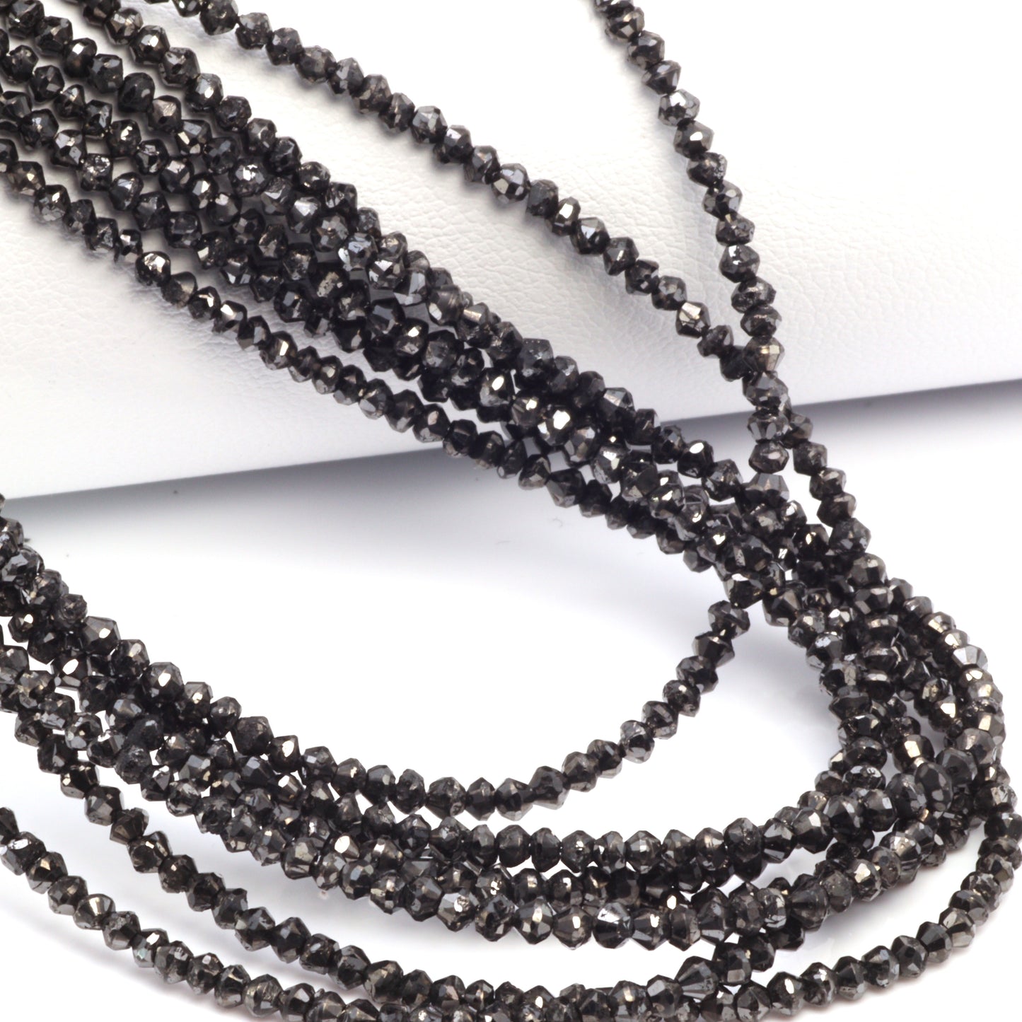 Black Diamond 2mm - 2.5mm Hand Faceted Rondelles Bead Strand