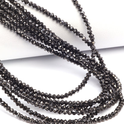 Black Diamond 2mm - 2.5mm Hand Faceted Rondelles Bead Strand