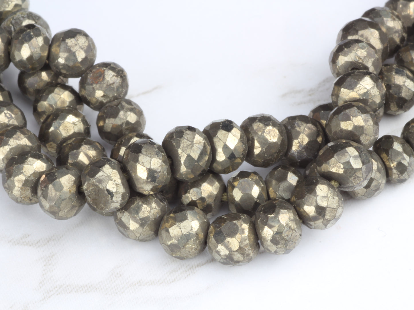 Natural Bronze Pyrite 6mm Faceted Rondelles