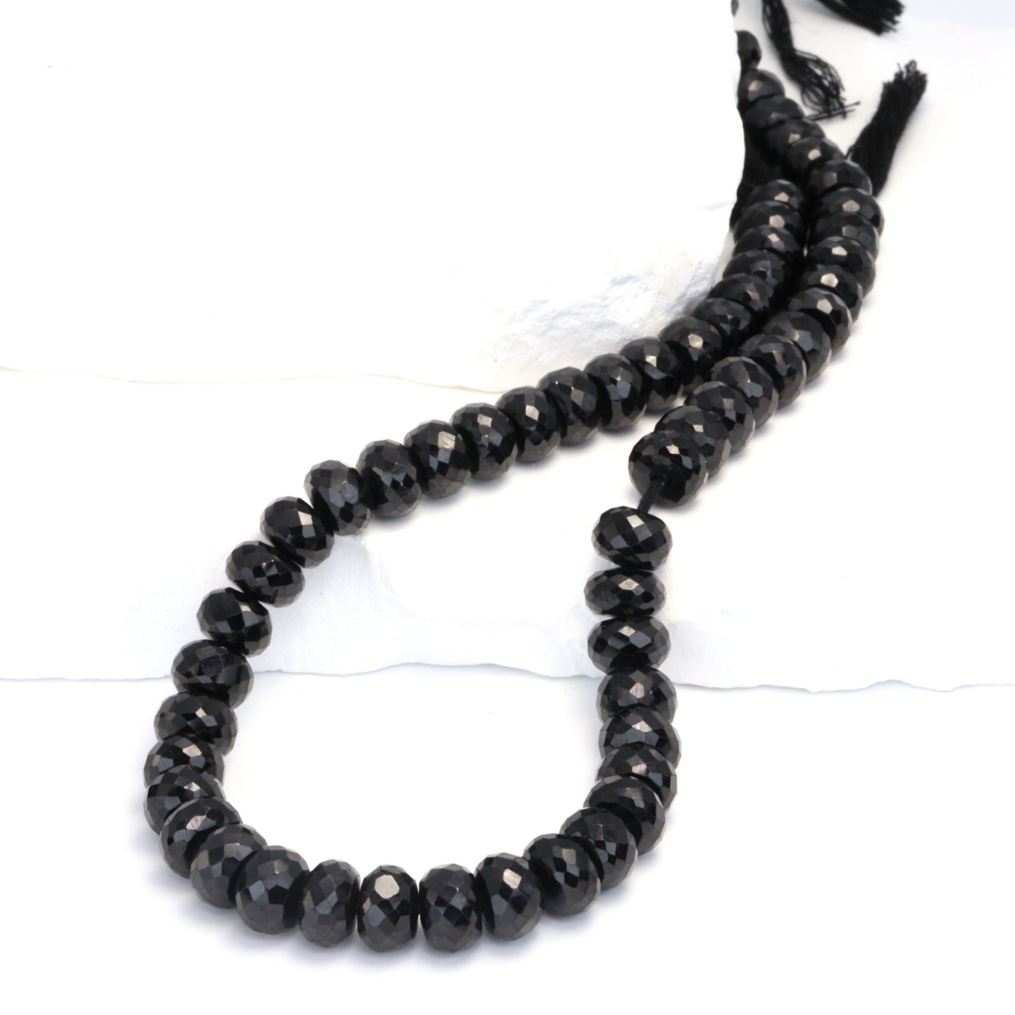 Black Spinel 8mm Faceted Rondelles