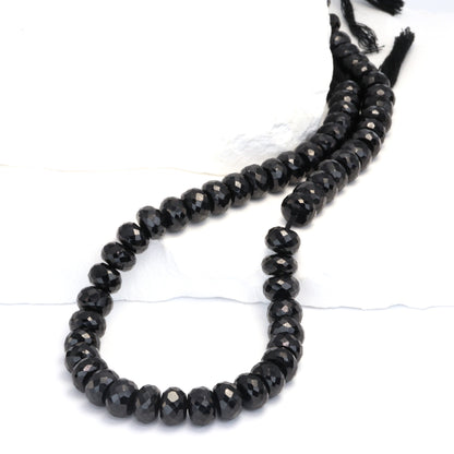 Black Spinel 8mm Faceted Rondelles