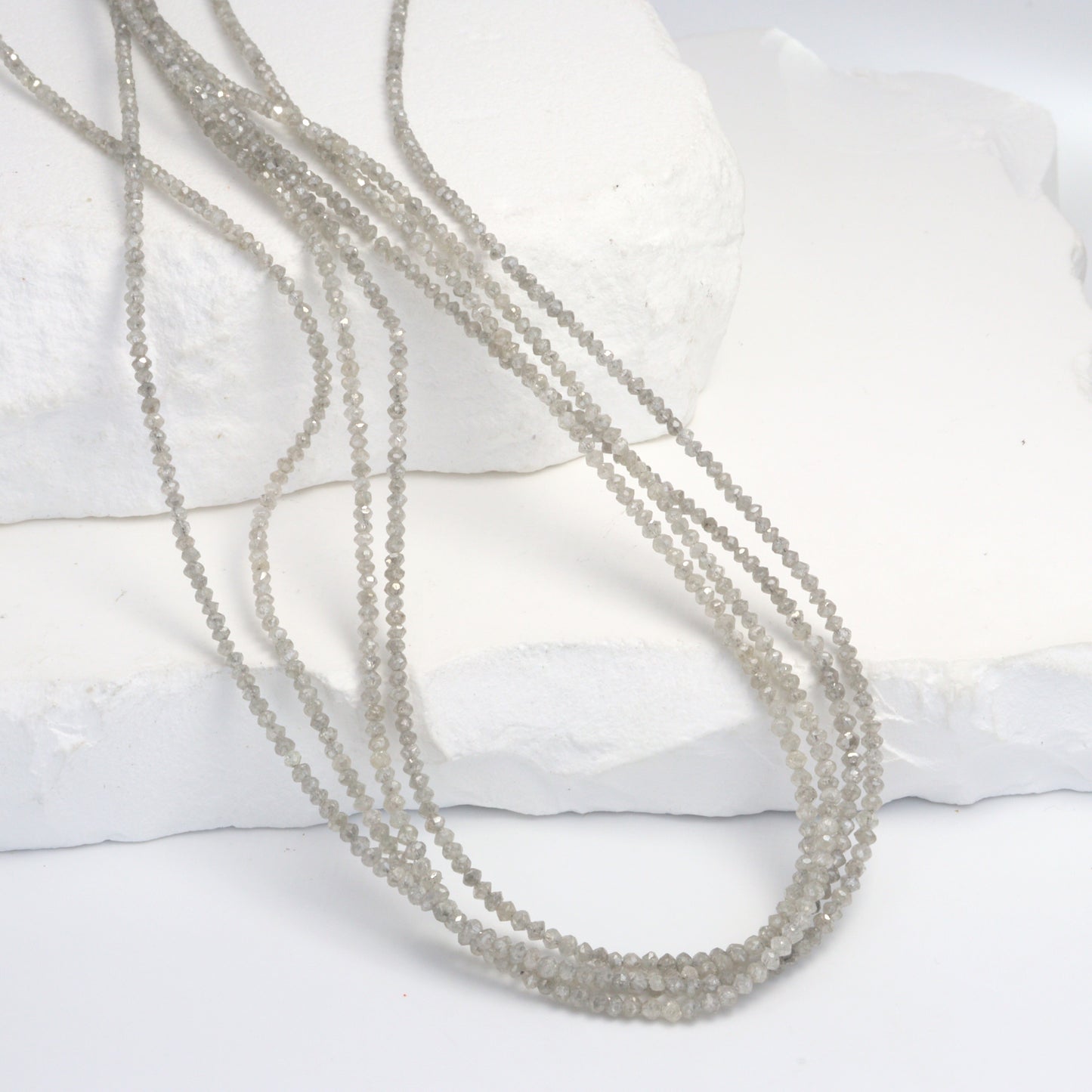 Gray Diamond 1.5mm - 2.0mm Hand Faceted Rondelles Bead Strand