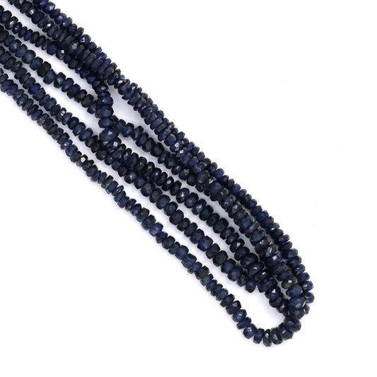 Navy Blue Sapphire 2.5mm Hand Faceted Rondelles Bead Strand