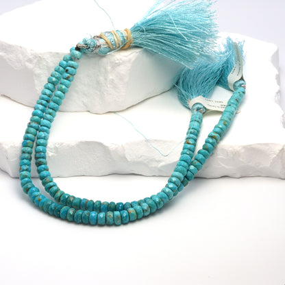 Ombre Natural Blue Turquoise 5.5mm Faceted Rondelles Bead Strand