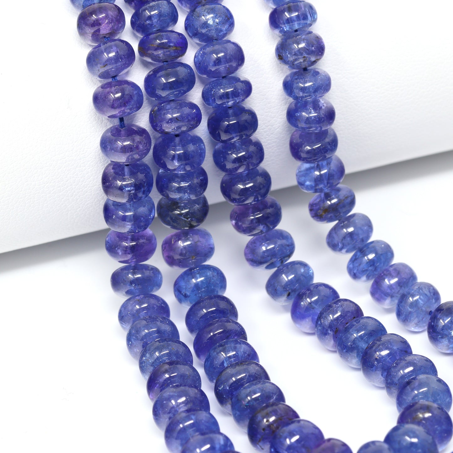 Blue Tanzanite 6mm – 9mm Smooth Rondelles Bead Strand
