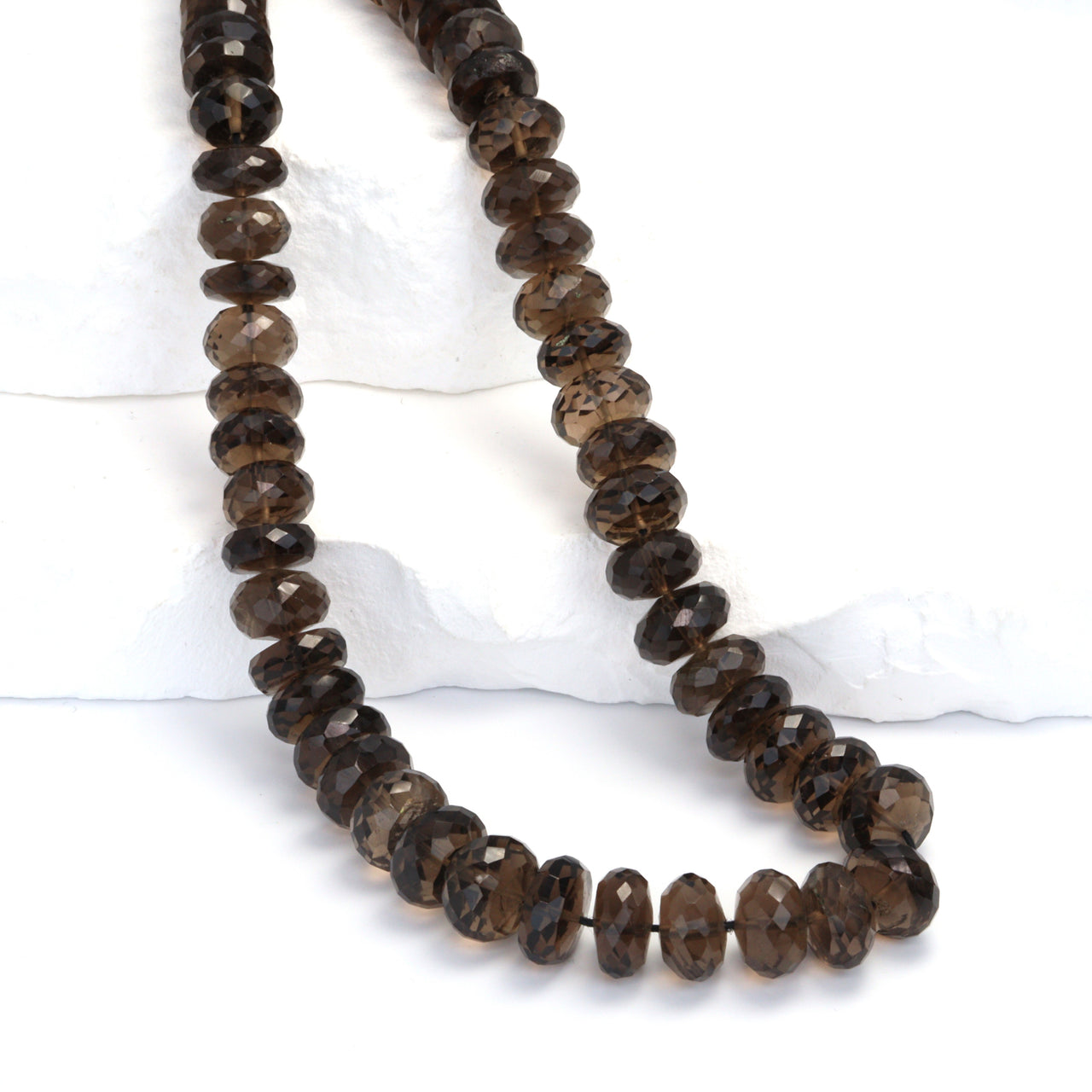 Brown Smoky Quartz 9mm Faceted Rondelles Bead Strand