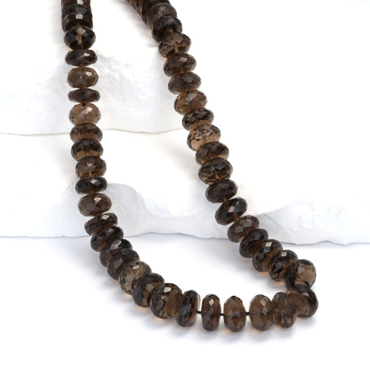 Brown Smoky Quartz 9mm Faceted Rondelles Bead Strand