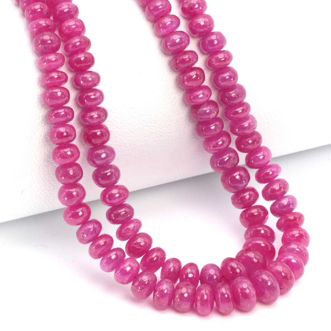 Pink Sapphire 4mm - 6mm Smooth Rondelles Bead Strand