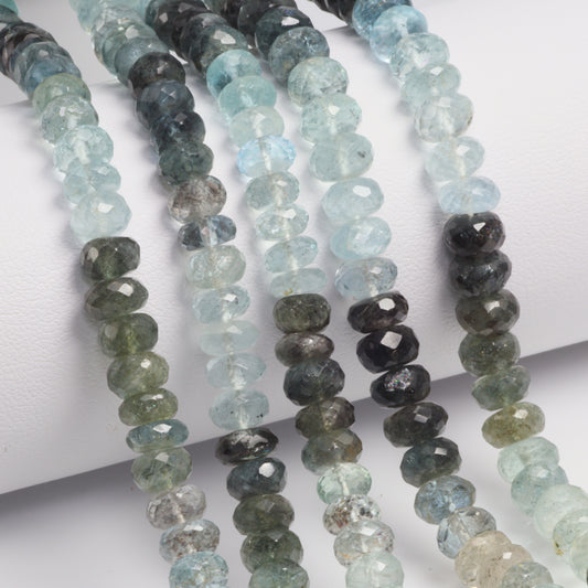 Moss Aquamarine 6mm Faceted Rondelles